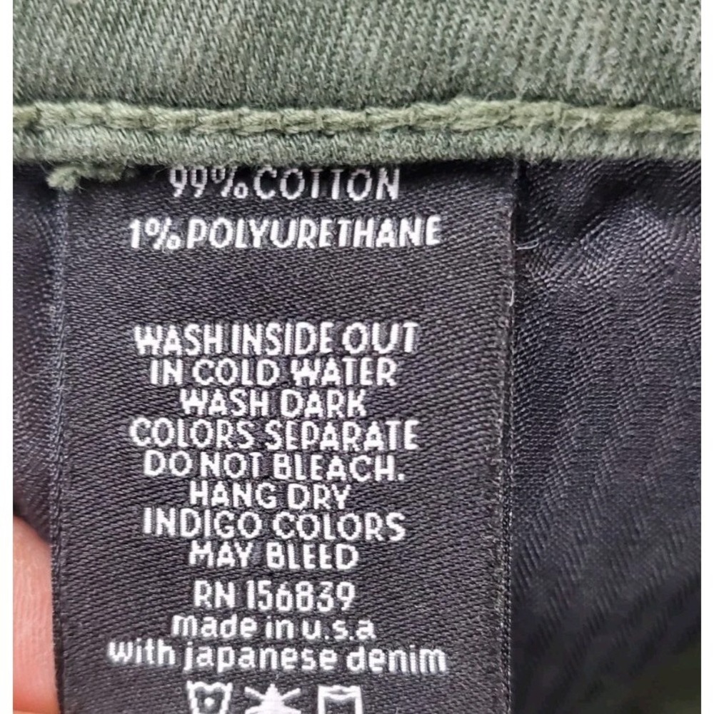 Monfrere Pants Mens 31 Green Army Stretch Performance Zip Pockets Japanese Denim - Picture 6 of 16
